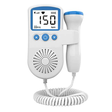 Un doppler fetal de bolsillo con sonda en primer plano