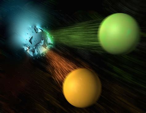 Ilustración de la desintegración de protones en el detector CMS del LHC, mostrando la creación de un bosón de Higgs