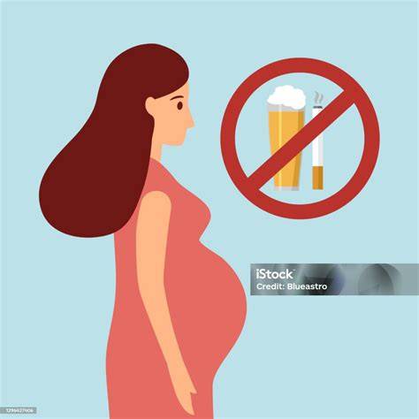 Ilustración: Mujer embarazada evitando el alcohol