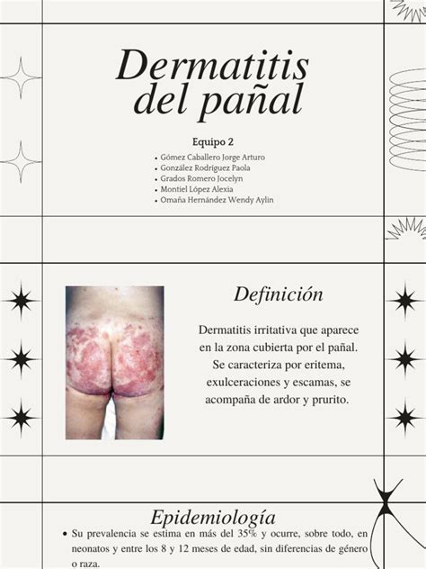 Esquema de las causas y factores que contribuyen a la dermatitis del pañal, incluyendo irritación por humedad, fricción e infecciones por Candida