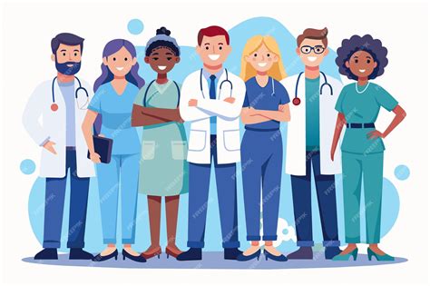 Ilustración de un equipo multidisciplinar de profesionales de la salud pediátrica, incluyendo médicos, enfermeras, fisioterapeutas y trabajadores sociales