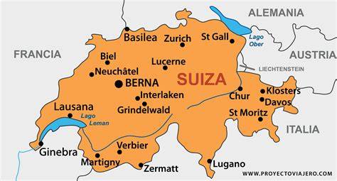 Mapa de Suiza mostrando la evolución de la gimnasia por cantones