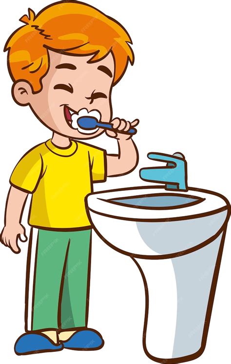 Ilustración: Niños cepillándose los dientes o esquema de caries