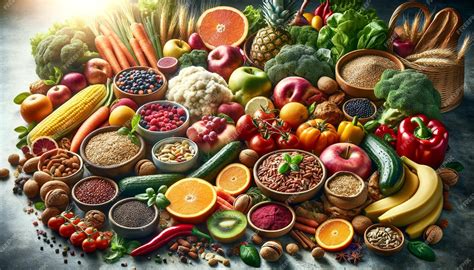 Foto de una variedad de alimentos saludables y opciones de ejercicio