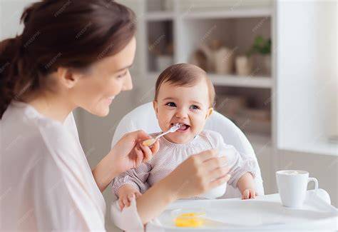 Madre alimentando a un bebé en posición vertical