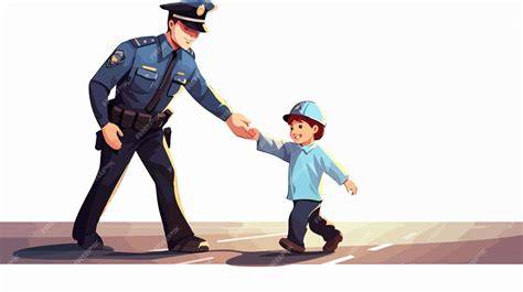 Ilustración de un policía atendiendo un incidente o revisando a un bebé con precaución, con un ambiente de noche fría.