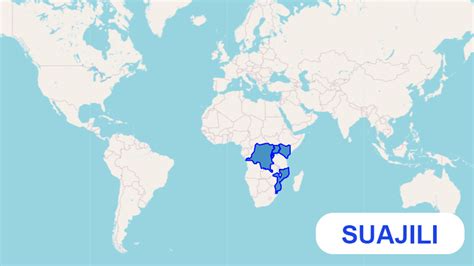 Mapa de África resaltando países donde se habla suajili