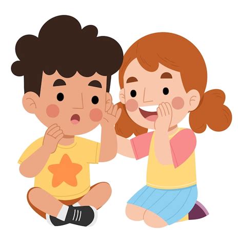 Ilustración de niños jugando y susurrando secretos, representando el tema de la canción.