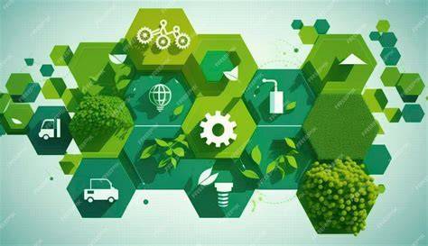 ilustracion de agricultura sostenible o envases de productos Green Planet