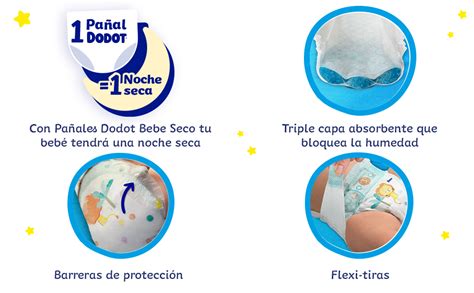 Esquema técnico que muestra las capas de absorción y barreras antifugas del pañal Dodot Talla 5