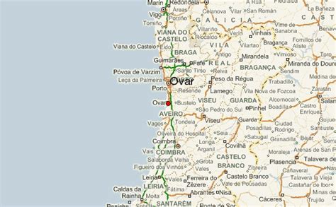Mapa de Portugal destacando Ovar y Nazaré