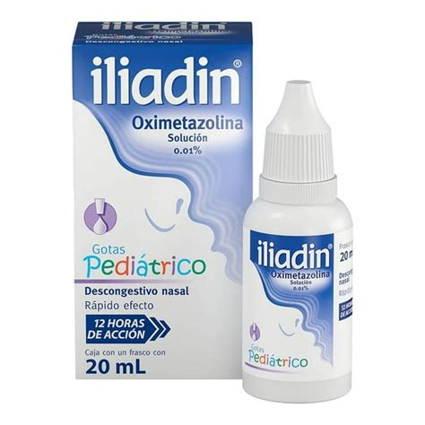 Foto de envase de Iliadin Pediátrico con un bebé feliz