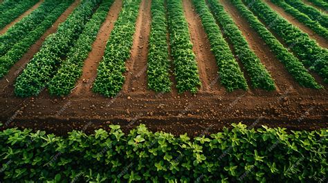 Campo cultivado con un agricultor inspeccionando la calidad del suelo o fertilizante