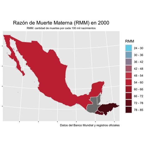 mapa de América Latina mostrando tasas de mortalidad materna por aborto inseguro