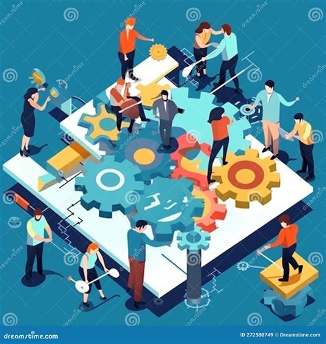 Ilustración de un equipo trabajando en el montaje de un molde industrial