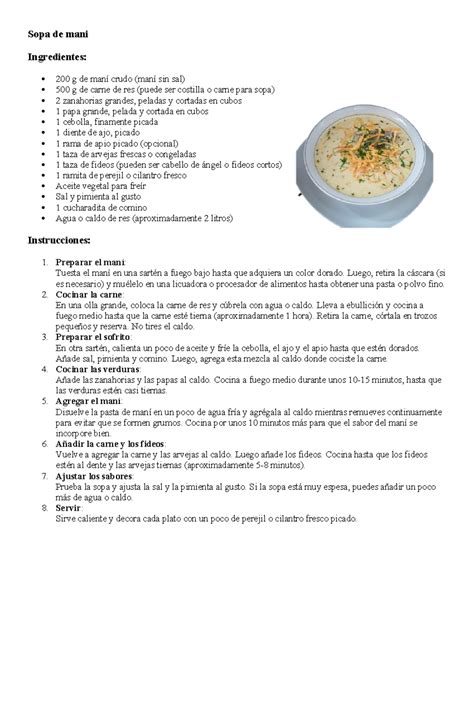 Maní crudo y pelado, ingredientes clave de la sopa