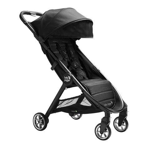 Foto de la silla de paseo Baby Jogger City Tour plegada y en uso.