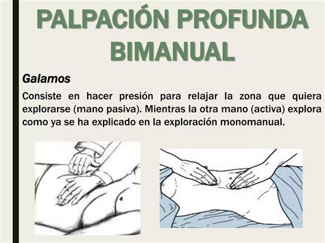 Ilustración de la técnica de examen bimanual para la palpación del útero y anexos.