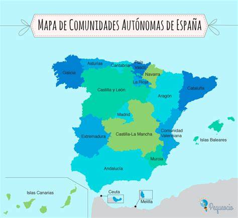 Mapa de España destacando las comunidades autónomas con ayudas específicas