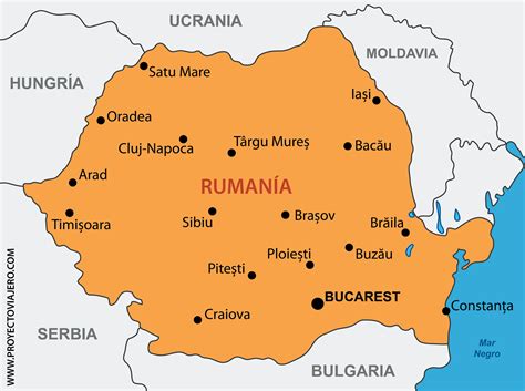 Mapa de Rumanía con puntos de interés turístico destacados para familias