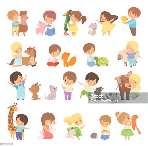 Niños interactuando con animales en una granja rural rumana