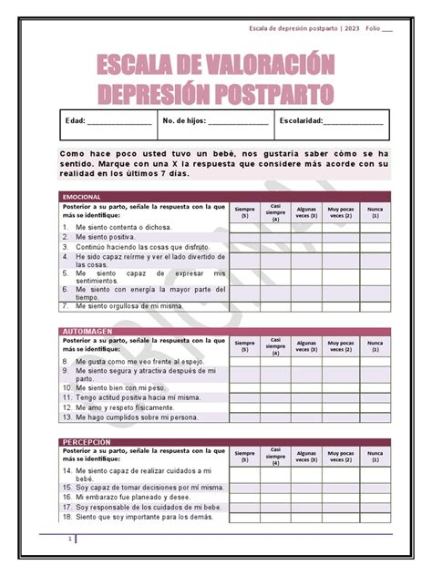 Tabla comparativa de escalas de detección de depresión posparto