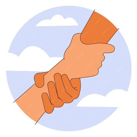 Ilustración de una familia recibiendo apoyo o una mano tendida en señal de ayuda