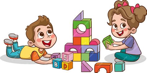 Ilustración de un bebé feliz interactuando con bloques de construcción de colores