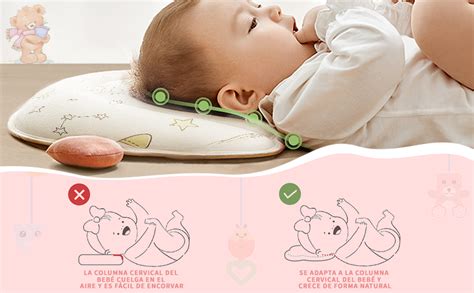 Infografía: Características clave de una almohada segura para bebé (anti-asfixia, anti-plagiocefalia, transpirable, hipoalergénica)