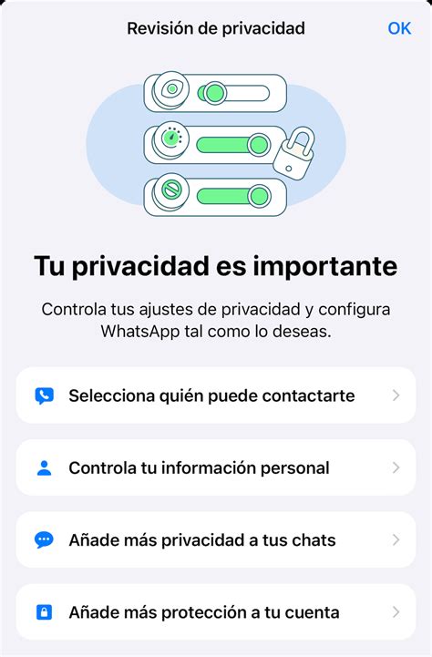 Esquema de las diferentes configuraciones de privacidad en WhatsApp
