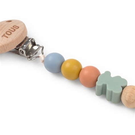 Imagen de un chupetero combinado de madera y silicona, ideal para la dentición