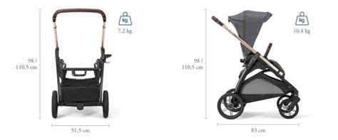 Infografía con las dimensiones y el peso de la Inglesina Zippy Light