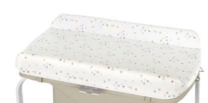 Infografía mostrando las partes de la tapa del cambiador Jane Flip y cómo se ensamblan.