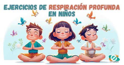 Niños practicando un ejercicio de respiración con las manos en el vientre