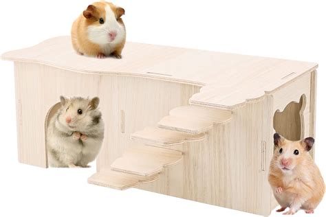 Hábitat preparado para hámsteres con nido y materiales de construcción