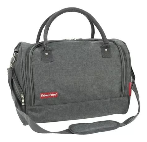 Foto de un bolso cambiador Fisher-Price abierto mostrando sus compartimentos internos