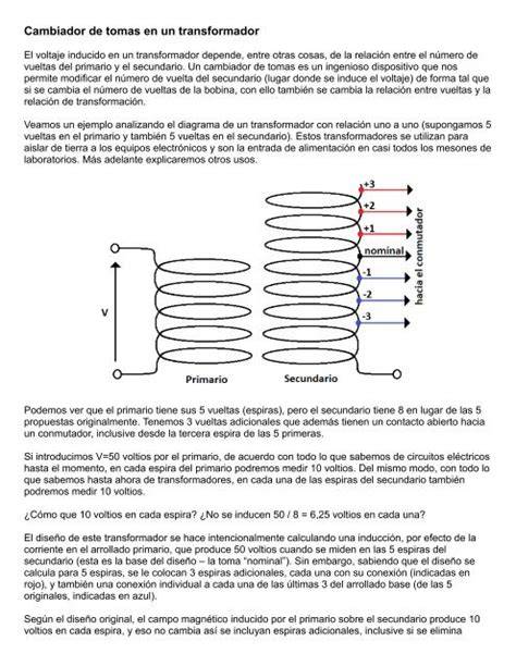 Esquema de un cambiador de tomas en un transformador
