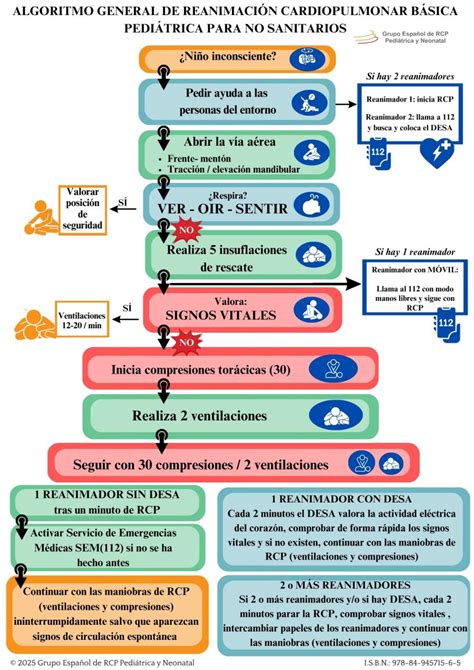 Esquema general del algoritmo de Reanimación Cardiopulmonar Básica en lactantes y niños