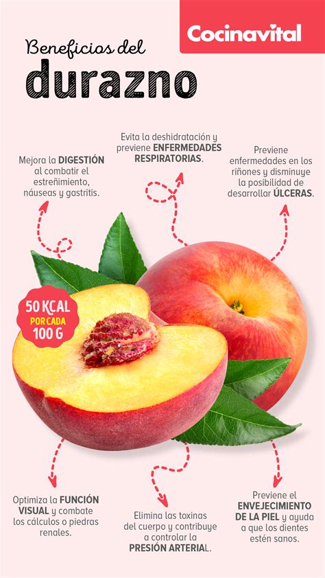Diagrama que ilustra los beneficios del durazno para la salud de la madre y el desarrollo del bebé durante el embarazo.