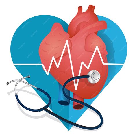 Ilustración de un corazón con un estetoscopio, simbolizando problemas cardíacos.