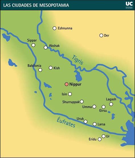 Mapa antiguo de Mesopotamia y el Nilo señalando los hallazgos arqueológicos de vasijas cerveceras.