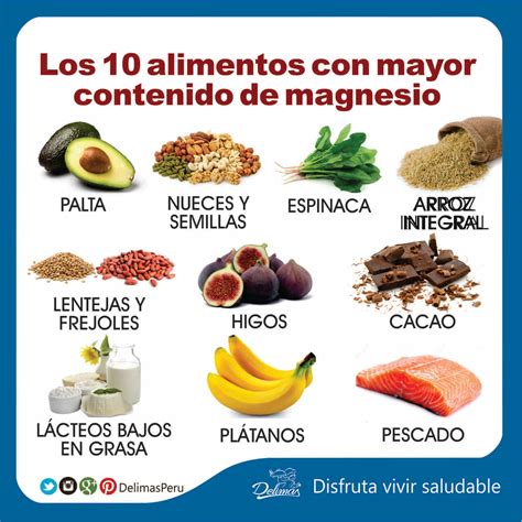 Infografía destacando los alimentos ricos en magnesio.