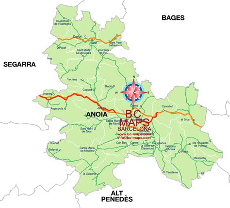 Mapa interactivo de la comarca de Anoia mostrando la ubicación de todos los centros de salud mencionados