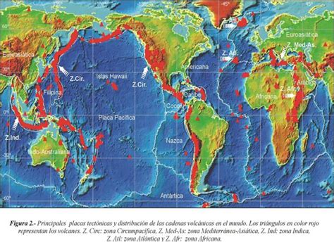 Mapa mundial de zonas volcánicas activas