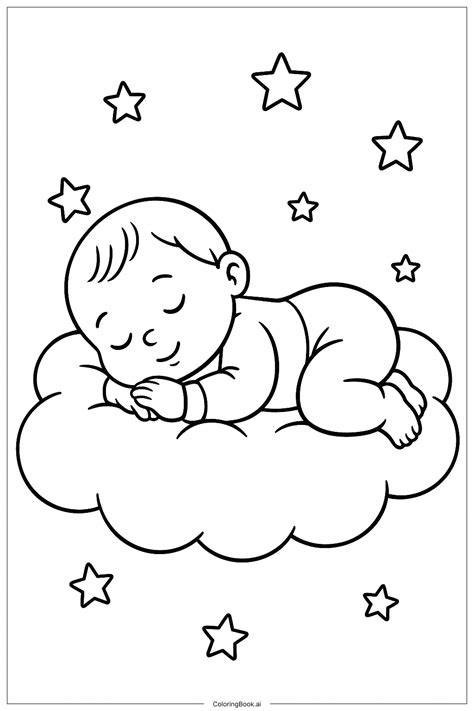 Bebé durmiendo plácidamente con notas musicales a su alrededor
