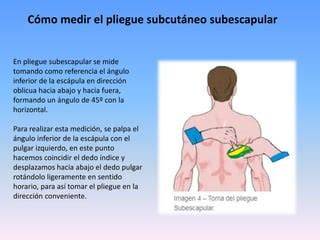 Ilustración de la medición del pliegue cutáneo en un lactante.