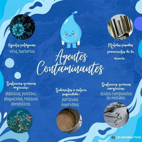 Infografía sobre los tipos de contaminantes presentes en el agua del grifo