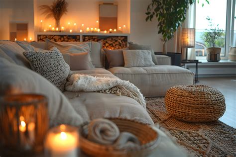 ambiente acogedor del salón preparado para el parto: calefactor, colchón, velas, toallas