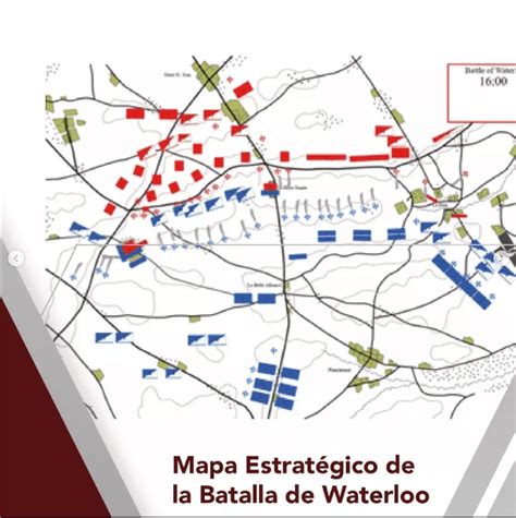 Mapa estratégico de la Batalla de Waterloo con la posición de Hougoumont