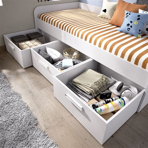 Cama nido blanca con cajones inferiores